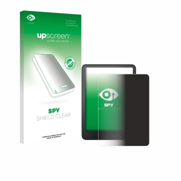 Parte frontale di una confezione del prodotto con il logo del marchio upscreen. Accanto è raffigurato il dispositivo Amazon Ki