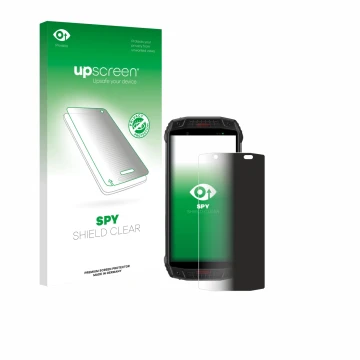 Parte frontale di una confezione del prodotto con il logo del marchio upscreen. Accanto è raffigurato il dispositivo Ulefone A