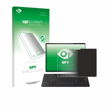 Parte frontale di una confezione del prodotto con il logo del marchio upscreen. Accanto è raffigurato il dispositivo Microsoft