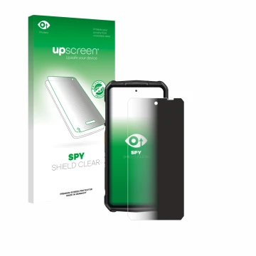 Parte frontale di una confezione del prodotto con il logo del marchio upscreen. Accanto è raffigurato il dispositivo Ulefone A