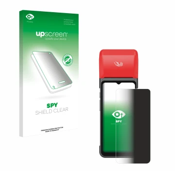 Parte frontale di una confezione del prodotto con il logo del marchio upscreen. Accanto è raffigurato il dispositivo iMin Swif