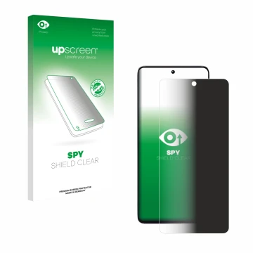Parte frontale di una confezione del prodotto con il logo del marchio upscreen. Accanto è raffigurato il dispositivo Xiaomi Po
