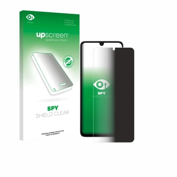 Parte frontale di una confezione del prodotto con il logo del marchio upscreen. Accanto è raffigurato il dispositivo Motorola 
