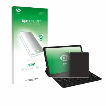 Parte frontale di una confezione del prodotto con il logo del marchio upscreen. Accanto è raffigurato il dispositivo Laptok LA