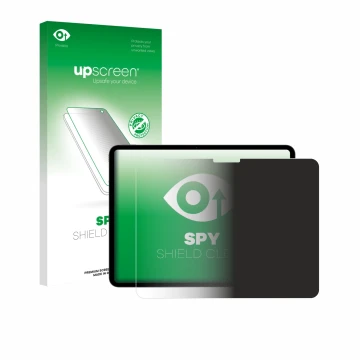 Parte frontale di una confezione del prodotto con il logo del marchio upscreen. Accanto è raffigurato il dispositivo Apple iPa