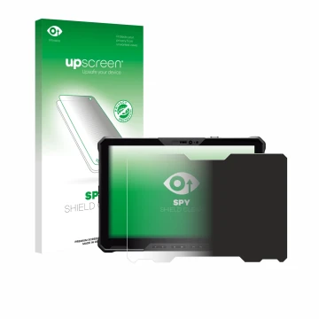 Parte frontale di una confezione del prodotto con il logo del marchio upscreen. Accanto è raffigurato il dispositivo Dell Pro 