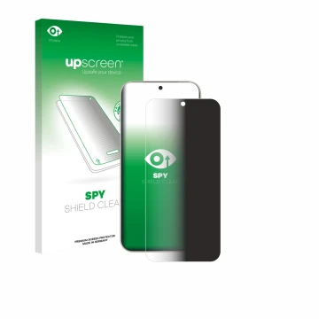 Parte frontale di una confezione del prodotto con il logo del marchio upscreen. Accanto è raffigurato il dispositivo OnePlus 1