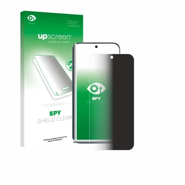 Parte frontale di una confezione del prodotto con il logo del marchio upscreen. Accanto è raffigurato il dispositivo realme GT