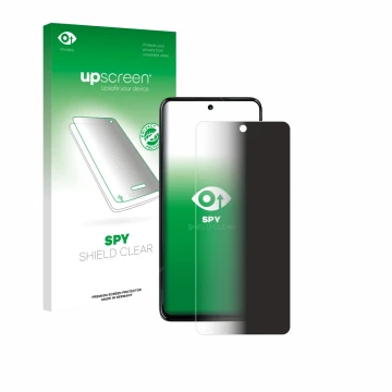 Parte frontale di una confezione del prodotto con il logo del marchio upscreen. Accanto è raffigurato il dispositivo Motorola 