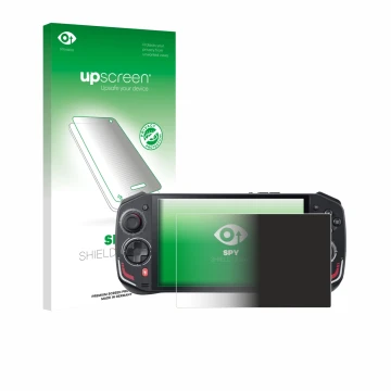 Parte frontale di una confezione del prodotto con il logo del marchio upscreen. Accanto è raffigurato il dispositivo Acer Nitr
