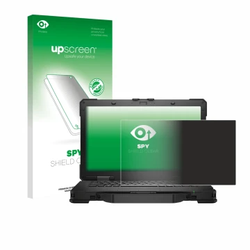 Parte frontale di una confezione del prodotto con il logo del marchio upscreen. Accanto è raffigurato il dispositivo Dell Pro 