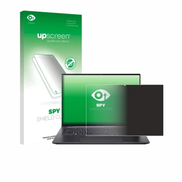 Parte frontale di una confezione del prodotto con il logo del marchio upscreen. Accanto è raffigurato il dispositivo Acer Swif