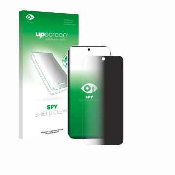 Parte frontale di una confezione del prodotto con il logo del marchio upscreen. Accanto è raffigurato il dispositivo Vivo S50 