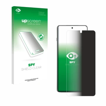 Parte frontale di una confezione del prodotto con il logo del marchio upscreen. Accanto è raffigurato il dispositivo Oppo Find