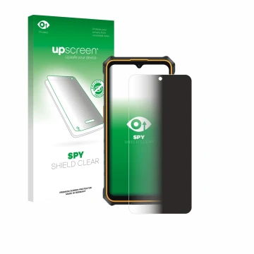 Parte frontale di una confezione del prodotto con il logo del marchio upscreen. Accanto è raffigurato il dispositivo Ulefone R