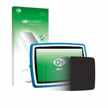 Parte frontale di una confezione del prodotto con il logo del marchio upscreen. Accanto è raffigurato il dispositivo Lisciani 