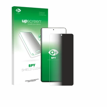 Parte frontale di una confezione del prodotto con il logo del marchio upscreen. Accanto è raffigurato il dispositivo Motorola 