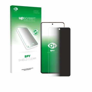 Parte frontale di una confezione del prodotto con il logo del marchio upscreen. Accanto è raffigurato il dispositivo realme P4