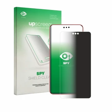 Parte frontale di una confezione del prodotto con il logo del marchio upscreen. Accanto è raffigurato il dispositivo Huawei Ma