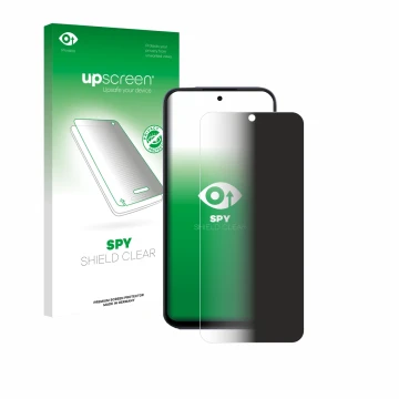 Parte frontale di una confezione del prodotto con il logo del marchio upscreen. Accanto è raffigurato il dispositivo Oppo A6x 