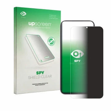 Parte frontale di una confezione del prodotto con il logo del marchio upscreen. Accanto è raffigurato il dispositivo realme C1