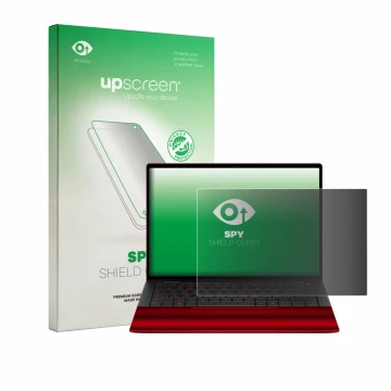 Parte frontale di una confezione del prodotto con il logo del marchio upscreen. Accanto è raffigurato il dispositivo HP Scuder