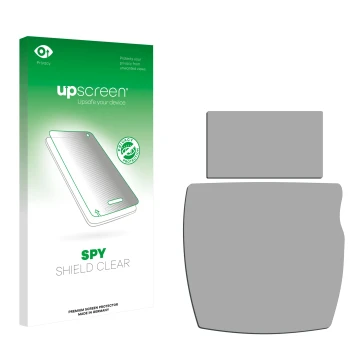 Parte frontale di una confezione del prodotto con il logo del marchio upscreen. Accanto si trova la protezione per lo schermo 