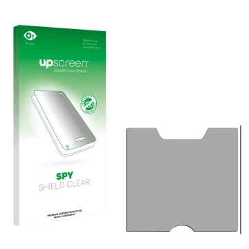 Parte frontale di una confezione del prodotto con il logo del marchio upscreen. Accanto si trova la protezione per lo schermo 