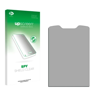 Parte frontale di una confezione del prodotto con il logo del marchio upscreen. Accanto si trova la protezione per lo schermo 