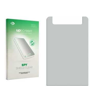 Parte frontale di una confezione del prodotto con il logo del marchio upscreen. Accanto si trova la protezione per lo schermo 