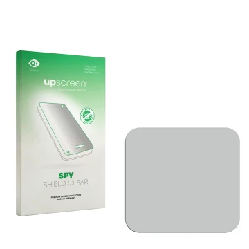 Parte frontale di una confezione del prodotto con il logo del marchio upscreen. Accanto si trova la protezione per lo schermo 