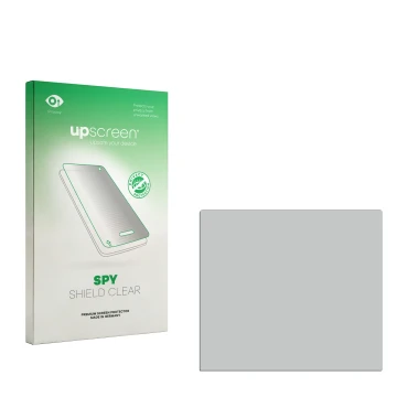 Parte frontale di una confezione del prodotto con il logo del marchio upscreen. Accanto si trova la protezione per lo schermo 