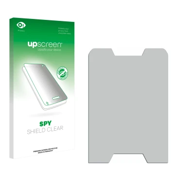 Parte frontale di una confezione del prodotto con il logo del marchio upscreen. Accanto si trova la protezione per lo schermo 