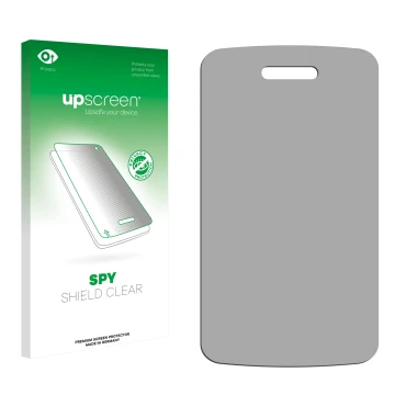 Parte frontale di una confezione del prodotto con il logo del marchio upscreen. Accanto si trova la protezione per lo schermo 