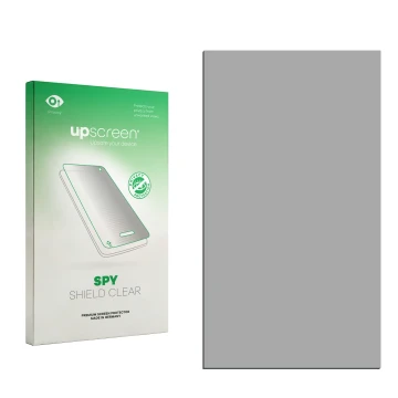 Parte frontale di una confezione del prodotto con il logo del marchio upscreen. Accanto si trova la protezione per lo schermo 