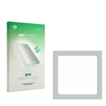 Parte frontale di una confezione del prodotto con il logo del marchio upscreen. Accanto si trova la protezione per lo schermo 