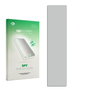 Parte frontale di una confezione del prodotto con il logo del marchio upscreen. Accanto si trova la protezione per lo schermo 