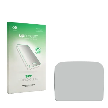 Parte frontale di una confezione del prodotto con il logo del marchio upscreen. Accanto si trova la protezione per lo schermo 