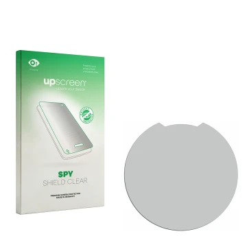 Parte frontale di una confezione del prodotto con il logo del marchio upscreen. Accanto si trova la protezione per lo schermo 