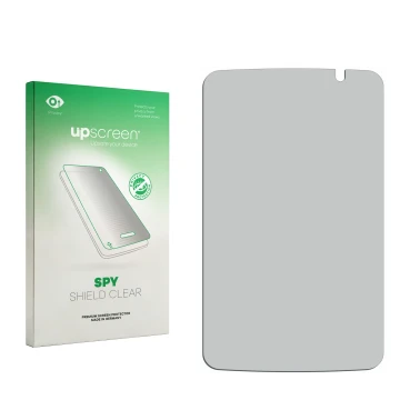 Parte frontale di una confezione del prodotto con il logo del marchio upscreen. Accanto si trova la protezione per lo schermo 