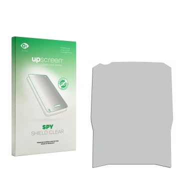 Parte frontale di una confezione del prodotto con il logo del marchio upscreen. Accanto si trova la protezione per lo schermo 