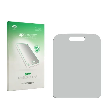 Parte frontale di una confezione del prodotto con il logo del marchio upscreen. Accanto si trova la protezione per lo schermo 