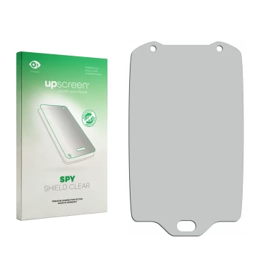 Parte frontale di una confezione del prodotto con il logo del marchio upscreen. Accanto si trova la protezione per lo schermo 