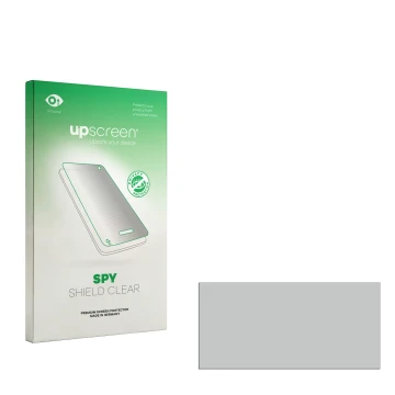 Parte frontale di una confezione del prodotto con il logo del marchio upscreen. Accanto si trova la protezione per lo schermo 