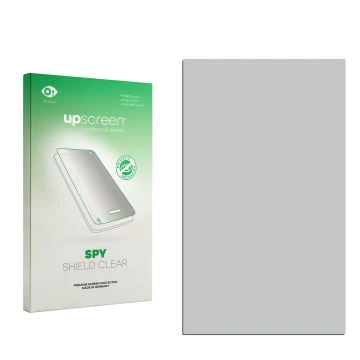 Parte frontale di una confezione del prodotto con il logo del marchio upscreen. Accanto si trova la protezione per lo schermo 