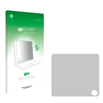 Parte frontale di una confezione del prodotto con il logo del marchio upscreen. Accanto si trova la protezione per lo schermo 