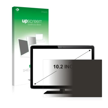 Parte frontale di una confezione del prodotto con il logo del marchio upscreen. Accanto è raffigurato il dispositivo con la re