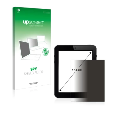 Parte frontale di una confezione del prodotto con il logo del marchio upscreen. Accanto è raffigurato il dispositivo con la re