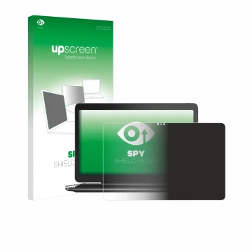 Parte frontale di una confezione del prodotto con il logo del marchio upscreen. Accanto è raffigurato il dispositivo Dell Lati