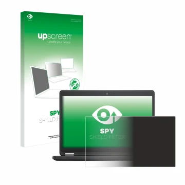 Parte frontale di una confezione del prodotto con il logo del marchio upscreen. Accanto è raffigurato il dispositivo Dell Lati